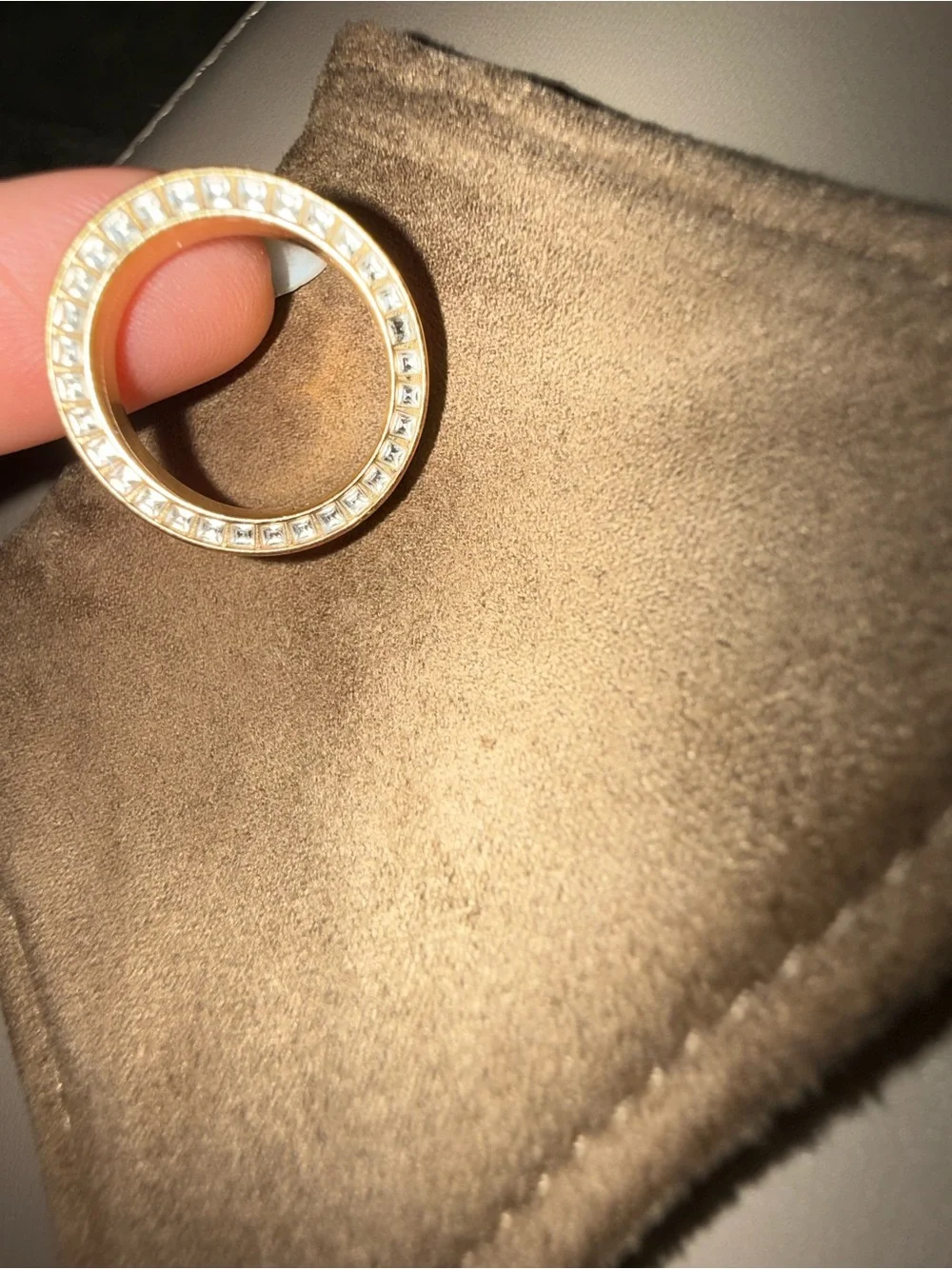 Dior Gold and White Crystal-Trim Band Ring